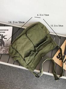 Oversized Washed Canvas Messenger Bags, Casual Shoulder Bags For Men, Minimal & Artistic Vibe, Large Capacity Canvas Flap Satchel Bags For Students, Solid Color