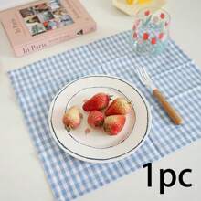 1pc/6pcs Korean Plaid Placemats, Versatile & Minimalist, Suitable For Photo Background, Tableware Decoration