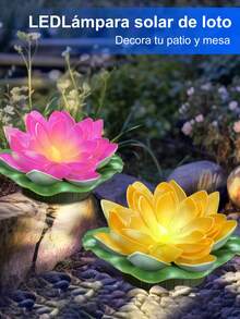 Luces LED de flor de loto con energía solar, lámparas de loto flotantes, luces LED de loto realistas resistentes al agua IP44, 3 colores (amarillo + rosa + blanco), adecuadas para mesa, patio, jardín, boda, estanque, decoración del paisaje, luces de flores flotantes, luces solares para exteriores - Multicolor - Ver 2