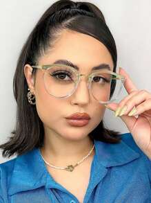 1 StückDamen Metall runden Rahmen stilvolle Gold helle Brille für den Schulanfang und Abschluss Geschenk