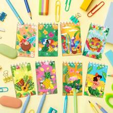 8pcs/Set Creative Summer Beach Spiral Notebooks, Mini Portable Student Notepad