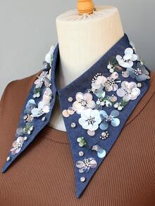 1 pieza Collar de lujo premium brillante, diseño clásico vintage versátil, accesorio de collar de mujer decorado a mano con cristales, adecuado para primavera, verano, otoño e invierno para vestidos, decoración navideña, atuendo de graduación, discoteca - Azul marino-B - Ver 6