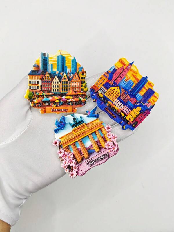 1PC German Architectural Resin Refrigerator Magnet, Creative German Temple, Cartoon City Characteristic Souvenir Three-Dimensional Travel Best-Selling Refrigerator And Decorative Magnet, Home Kitchen Decoration Accessories
