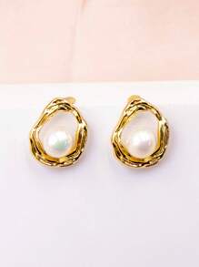 1 Pair Luxury Geometric Hollow Stud Earrings, Suitable For Daily Wear