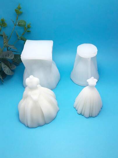 فستان الزفاف الأنيق مناسب لصنع الشمع DIY والطين والخزف الناعم قالب السيليكون