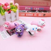 Sanrio Cute Sanrio Silicone Hello KittyKuromi Melody Jade Guigou Stapler Mini Portable Stapler, Student, Office,Send A Box Of Nails School Supplies,Back To School