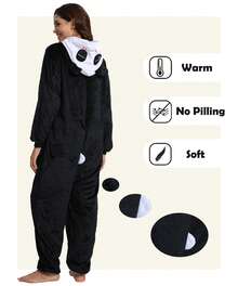 Unisex Adult Animal Oneise Paiamas,Mens Womens Flannel Hooded Halloween Cosplay Costume/ Homewear/Sleepweal - 白色 - 查看 4