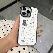 4 件可爱插画手机壳适用于 15 Pro Max、16、13 和 14，防震