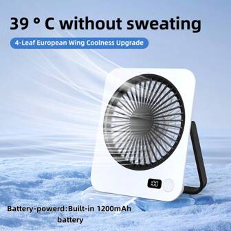 Ventilatore da tavolo - Ventilatore portatile ricaricabile da 1200mAh, con inclinazione a 180° e design pieghevole, ultra silenzioso e compatto, con 5 velocità regolabili per un flusso d'aria potente, alimentato tramite USB, adatto per ufficio, camera da letto, casa e campeggio