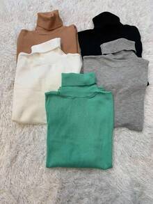 Kit 5 Plain Basic Knit Blouse With Cacharrel Collar Winter Fashion - Agua verde azul - Ver 2