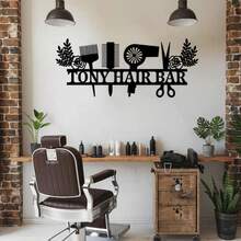 1 件个性化金属美发师姓名标牌、定制美发师公司名称标牌、美发沙龙墙饰、美发沙龙礼品、美发师礼品 - 黑色 - 查看 3