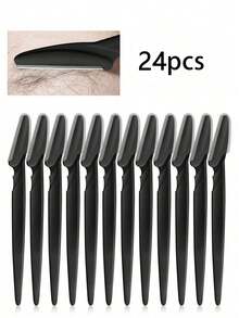 30/24/12/2 件黑色修饰眉毛剃须刀和剃须刀套装，眉毛修剪器和剃须刀，去角质皮肤剃须工具，身体脱毛修剪器和面部和眉毛剃须刀套装长柄保护刀片带精密盖女士眉毛修形工具或旅行使用多用途眉毛修剪器，锋利的不锈钢眉毛工具带保护盖，适用于眉毛、唇毛、腿毛，轻柔有效地去除