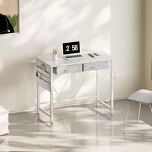 Small Vanity Desk No Mirror, Small Makeup Vanity, 31.5 Inch Vanity Desk With Drawers, Compact Vanity With Storage, White - White - View 4