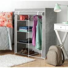 New-15  Compact Clos Clot - Space Saving - 4 She And Hanging Clot Rod - Grey - Grey 15.75 L x 34.25 W x 42.0 H inch - View 2