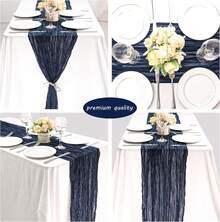 12 Pack 13Ft Cheesecloth Table Runner 35x157 Inch Boho Gauze Table Runner Cheese Cloth Long Table Runner Rustic Table Runner For Wedding Bridal Shower Birthday Party Table Decor (Navy Blue) - Blue - View 6