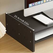 1pc Monitor Riser Stand With Storage Compartments, Ergonomic Neck Support Multi-Slot Display Stand, (Black/White) Pen Slot + Bottom Storage Space, Adjusts Comfortable Viewing Distance And Organizes Office Supplies, Desktop Organizer For Daily Office/Home Office/Workplace - Multicolor - View 6