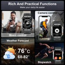 GUHUAVMI GUHUAVMI Ultra Large Capacity Battery Sport Smart Watch, 1000mAh Huge Battery, 2.01inch HD Full Screen Touch, Wireless Call/Dial, LED Flashlight, Clock, Music Control, Shutter Control, Fitness Tracker, Heart Rate/Sleep Monitoring, IP68 Waterproof Smartwatch For Men Women, Compatible With Android/IOS