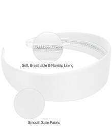 Wecoe Brown Satin Headband Women 1.6 Inch Wide Silk Headband Non Slip Fashion Neutral Colors Plain Hair Band DIY Holiday Hair Accessories For Women Girls Diademas Para Mujer Gifts - Matte White - 查看 6