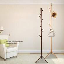 Perchero de madera maciza Perchero de madera maciza sencillo para el hogar Perchero de haya Perchero para sala de estar o dormitorio de piso a techo - Multicolor - Ver 3