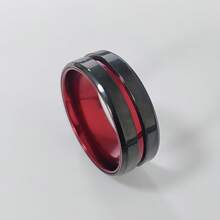 1 Pc Fashion New Elegant Aristocratic Red Slot Men's Domineering Ring Stainless Steel Inlay Red Carbon Finger Ring Jewelry Gift