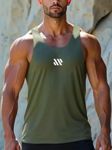 男式工字背心，露背剪裁，凸显手臂肌肉，适合力量训练和夏季户外跑步