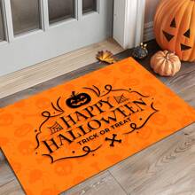 1/2 Piezas Felpudo de Halloween, con respaldo de goma, decoración de entrada de Halloween, decoración para interiores y exteriores, alfombra de cocina, alfombra de drenaje de poliéster, para cocina, sala de estar, entrada, balcón, decoración del hogar, resistente a las manchas, cafetería, bar, fiesta, regalo festivo, dormitorio, decoración del baño