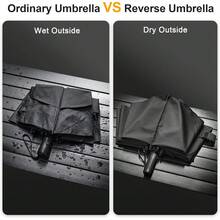 Paraguas de G4Free de 42//54/62 pulgadas, compacto, reversible, de viaje, con 10 varillas, resistente al viento y a la lluvia, doble capa, apertura y cierre automáticos - Plateado/Negro - Ver 11
