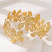 1pc Elegant Fashion Metal Flower Armband, Suitable For Women's Daily And Holiday Wear