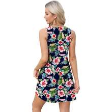 OFEEFAN Womens Summer Dresses 2025 V Neck Sleeveless Sundresses With Pockets Beach Vacation Clothes Floral/Plain - 花卉 19 - 查看 4