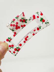 3pcs/1pc New Cute Fruit Design Hair Claw Clips, Strawberry & Cherry Hair Clips, Square Red And Green Hair Claws, Thick & Thin Hair Non-Slip Styling Alligator Hair Clips For Women & Girls Fashion Hair Accessories