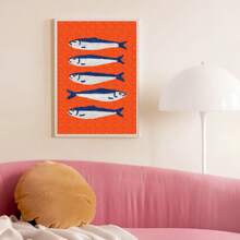 1 Pc Vibrant Orange Fish Wall Art Prints Medieval Retro Wall Decor Mural, Dorm & Home Decoration Painting, Party Wall Art Poster, Best Gift Choice, Frameless Canvas Poster For Bedroom/Living Room/Study/Dorm, Perfect For Vacation Travel & Beach Graduation (Frameless Art Print)
