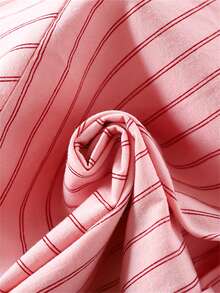 Young Boy Delicate Embroidery + Fresh Striped! Casual Spring & Autumn Polo Shirt, Suitable For Daily Outings And School, Simple Yet Chic - Pink - View 3