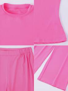 NcmRyu Conjunto deportivo de mujer de unicolor, sexy, de ajuste ceñido, de cintura alta, holgado y cómodo - Rosa Fucsia - Ver 11