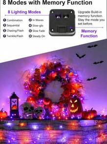 2 pièces/1 pièce Lumière solaire multicolore orange violet 39 pieds 120 LED/78 pieds 240 LED Décoration solaire d'Halloween Lampe extérieure Lumière violette orange Guirlande lumineuse en fil de cuivre, 8 modes clignotants à changer à volonté, Lumière solaire orange violet, Convient pour l'extérieur, le jardin, le balcon, les fêtes DIY, Halloween, la décoration de vacances Guirlande lumineuse en fil de cuivre de fée solaire (ligne noire) Décoration d'Halloween Décoration de la maison Décoration de fête Décoration d'Halloween Décoration de chambre Décoration de jardin d'Halloween pour cadeau de fée