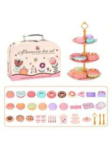 42/22 pièces Set de jeu de thé de princesse - Théière et desserts en plastique pour enfants - Jeu d'imagination pour les filles de 3 à 6 ans, Set de thé pour tout-petits, Tasse à thé pour enfants, Théière jouet