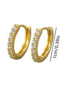 1 Pair Fashion Exquisite Zirconia Niche Copper Micropave Luxurious Earrings, Elegant High-End Minimalist Earring Hoop Suitable For Women Daily, Commute, Date, Party, Vacation To Match Jewelry