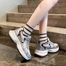 Women's Thick-Soled Sneakers, Fashionable Ins Style, Slimming, Anti-Slip, Lightweight, Breathable Mesh, Casual Running Shoes, Spring/Autumn - Silver - View 5