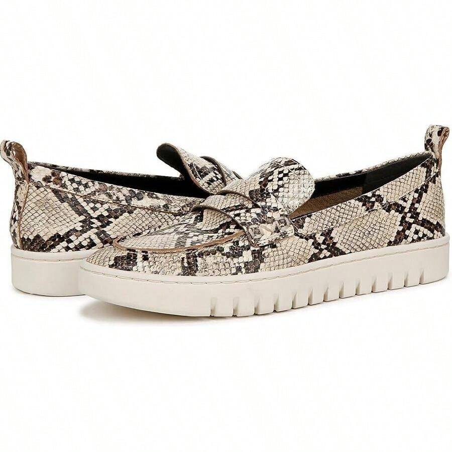Vionic Uptown I6609L7-204 Women's 11 Ivory Leather Animal Print Loafers ZPO2543 - trắng - Xem 1