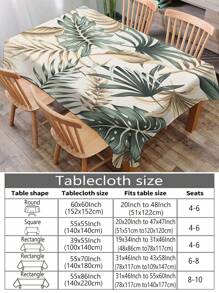 Față de masă dreptunghiulară/rotundă, impermeabilă, cu model de plante verzi din poliester, 1 buc., față de masă imprimată digital, potrivită pentru sufragerie, masă de exterior, masă rotundă mică, decor de toamnă, decor de toamnă, decor de cameră