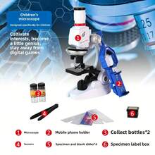 Mikroskop powiększający 1200x, klasyczny biały mikroskop z 3 regulowanymi poziomami powiększenia, edukacyjna zabawka STEM dla dzieci, odpowiednia jako oświecający prezent dla chłopców i dziewcząt