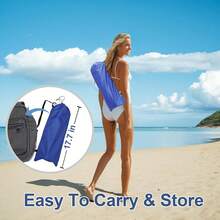 6.5ft Beach Umbrella - Heavy Duty Wind Resistant UV 50+ Portable Sun Shade With Sand Anchor & Carry Bag, Outdoor Folding Umbrella For Beach, Pool, Patio, Garden (Blue Stripe) - 深藍色 - 查看 2