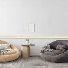 1pc 2.3mx14cm Self-Adhesive Flexible Foam Molded Decoration Foam Wall Edge Strip , Peel And Stick Baseboard Molded Decoration, 3D Decorative Wall Line Floor Wallpaper Borde