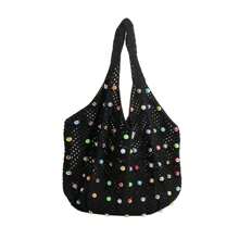 Summer Commuting Woven Bag For Women Single Armpit Bag, Fashion Large Capacity Tote Bag, Beach Pearl Hollow Handbag Shoulder Bag