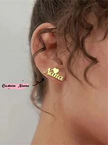 Customized Heart-Shaped Earrings, Hypoallergenic Stainless Steel Material, Personalized For Kids & Teens, Great Gift For Birthday Party, Back To School