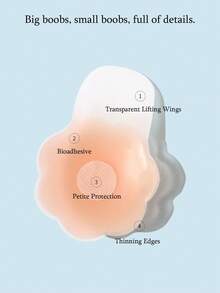 2件装硅胶提拉胸贴乳垫女婚礼吊袜带聚酯纤维支撑夏季隐形乳贴防凸点胸垫 - 杏色 - 查看 5