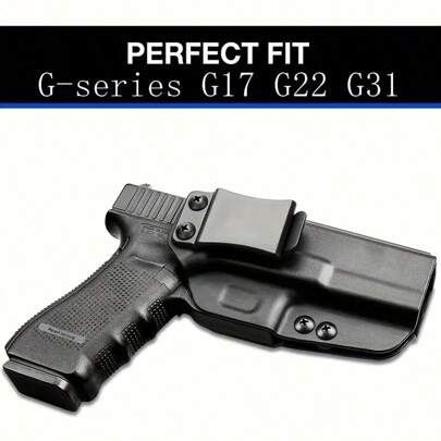 G17 G22 G31 IWB Kydex Concealed Carry Belt Holster - Quick Draw Design, Ergonomic Grip,Urable Black Finish, Ideal For Daily Carry And Outdoor Activities, Secure Fit, Ambidextrous, Reliable Structure, Tactical Gear Accessories
