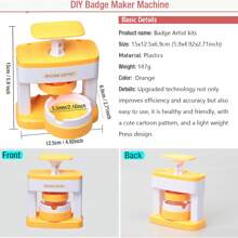 Badge Maker 1 Set DIY Round Button Maker With 48 Patterns And 48 Button Parts Cute Press Pin Maker Machine Gift (Some Color Patterns Are Random)
