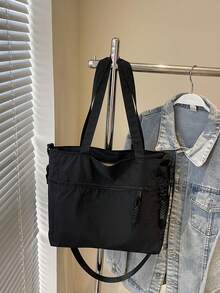 女士大号托特包，女士笔记本电脑工作包斜挎包手提包轻便护士包手提包女士礼品单肩包工作旅行，多口袋斜挎包钱包顶部提手托特包 - 黑色 - 查看 10