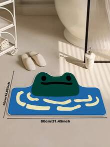 1 件 Ins 风格清新青蛙戏水创意设计浴室地毯，柔软仿羊毛表面搭配星空底部毛绒地毯，适用于浴室、淋浴房、客厅、卧室、浴室垫 - 彩色 - 查看 4