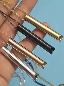 1pc/4pcs Geometric Tube Pendant Necklace, Breathing Necklace, Mindfulness Tool For Deep Breathing, Gift For Men & Women